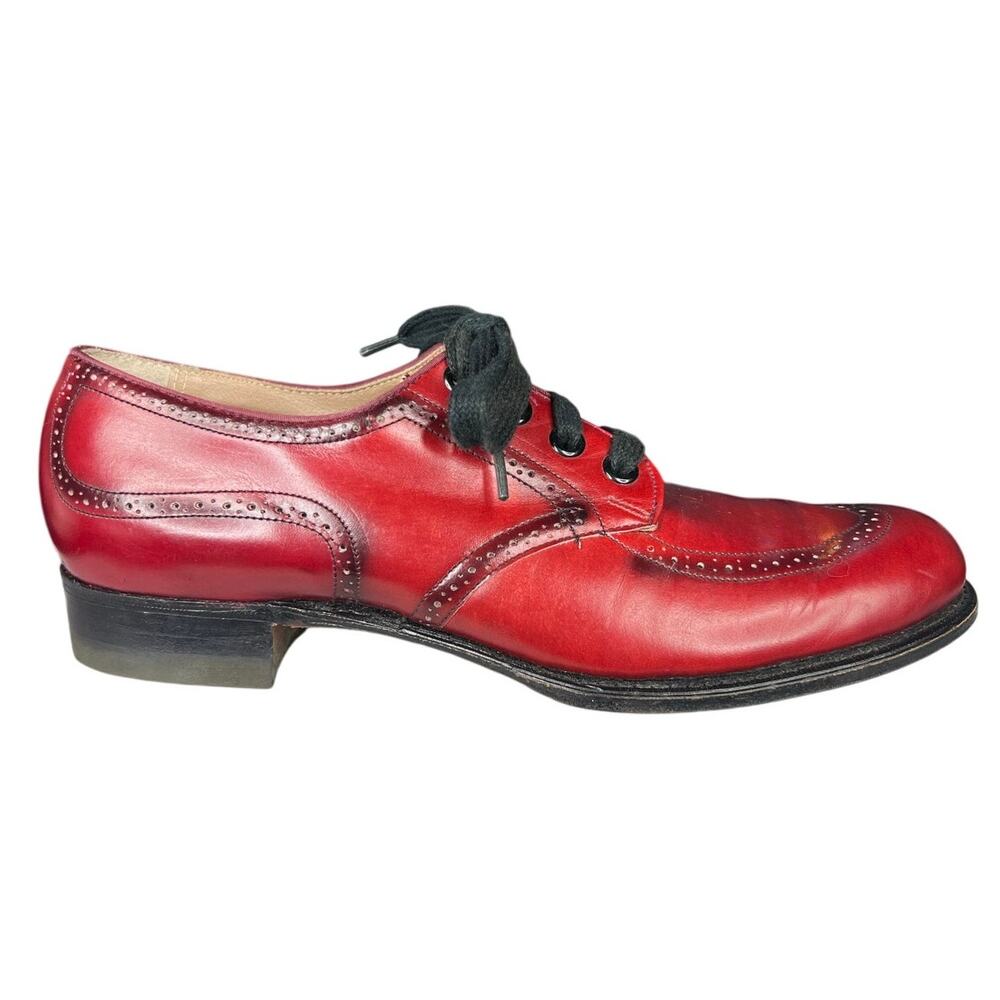 Vintage Miller Shoes Red Leather Brogue Oxfords Size US 6.5 AAA